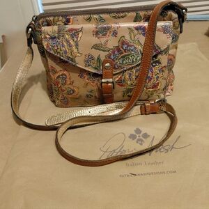 Patricia Nash Crossbody Floral W/gold Many Pockets/Zippers + Dust Cover